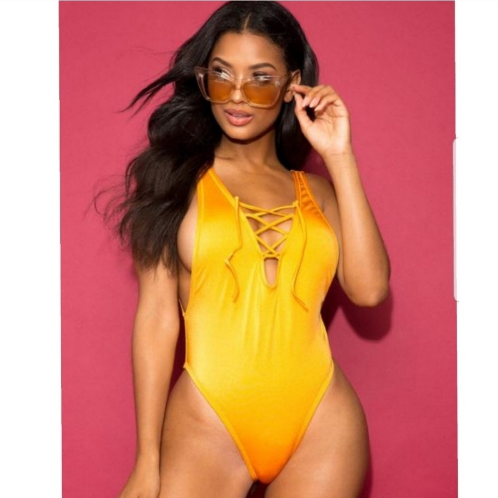 Mustard Yellow One Piece Swim Suit